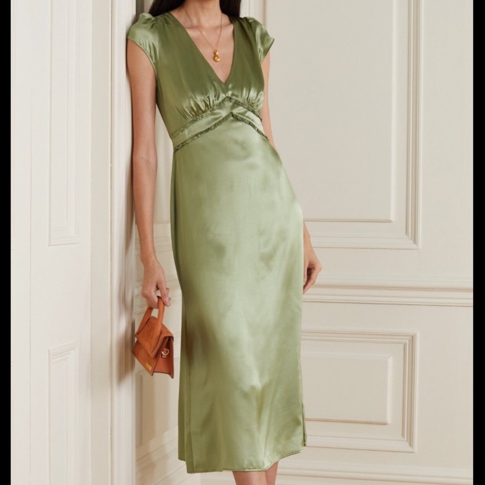 REFORMATION Kaye ruffled silk-satin midi dress